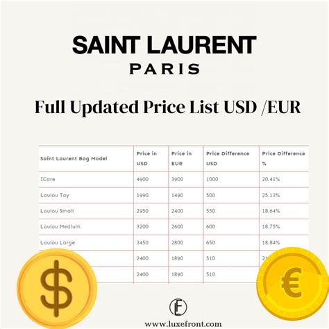 ‘YSL’ Saint Laurent Price List: Referenc